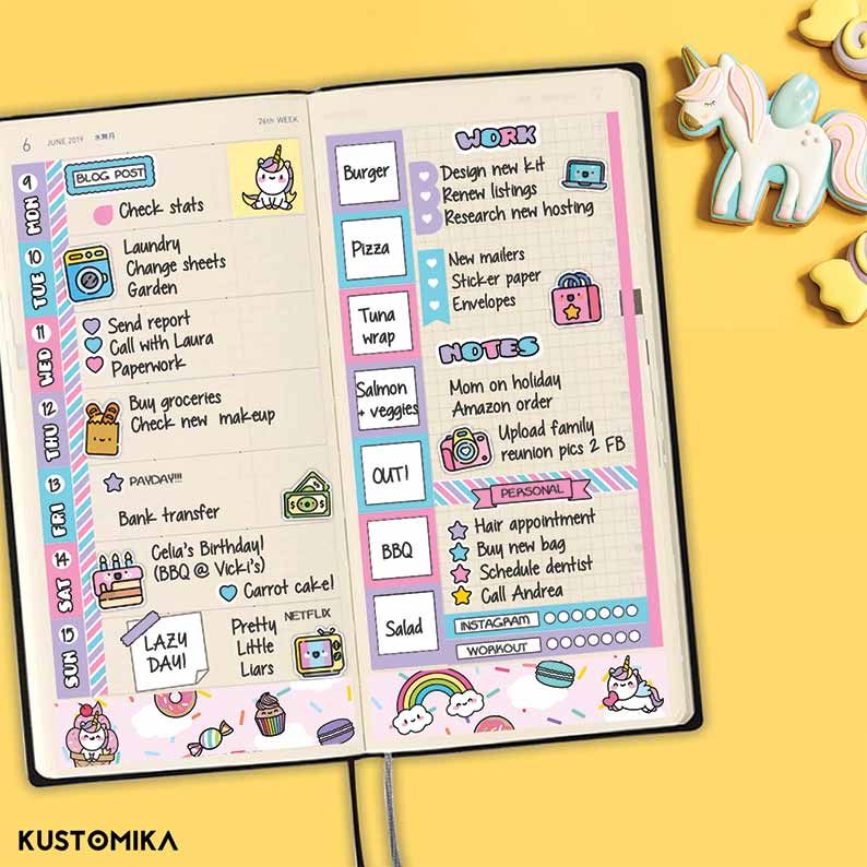 Hobonichi Weeks Weekly Kit Sweet Unicorns Kawaii